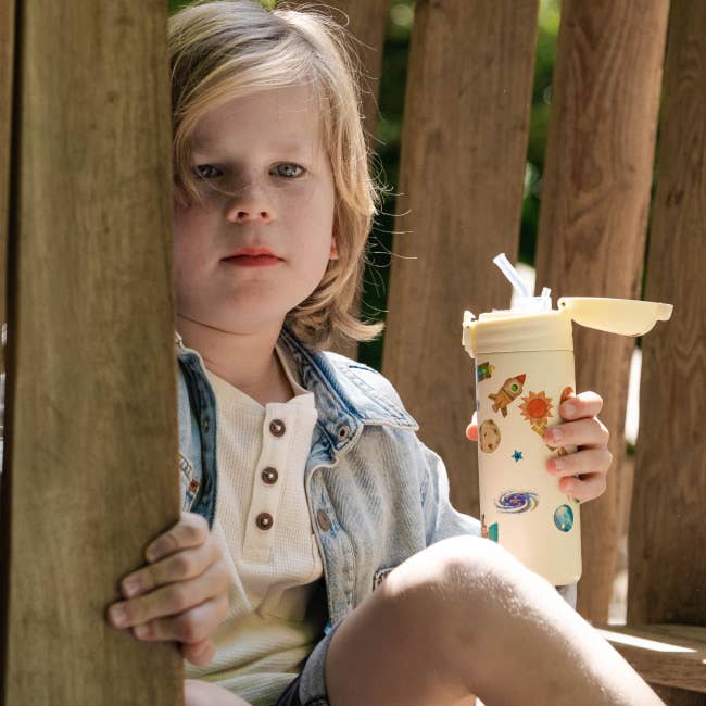 Kinder Thermosflasche Gelber Weltraum Isolierte Wasserflaschen